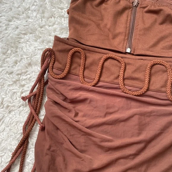 Fashion Nova Brown Mini Skirt Set - Picture 4 of 14